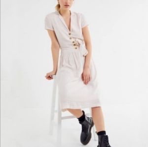 Urban Outfitters Natalie Linen belted shirt dress stripe midi, NWT, size medium